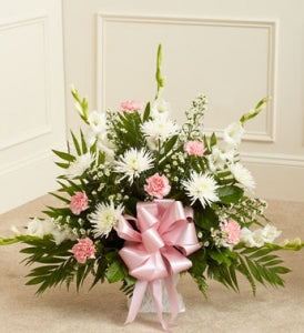 Heartfelt Tribute Floor Basket Arrangement Pink