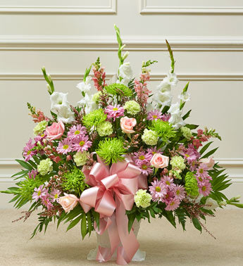 Heartfelt Tribute Floor Basket Arrangement Large- Pastel