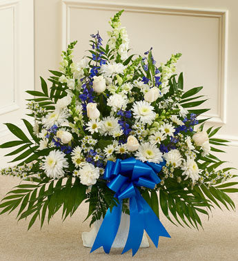 Heartfelt Tribute Floor Basket Arrangement Blue - Large