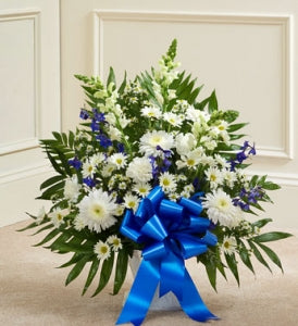 Heartfelt Tribute Floor Basket Arrangement Blue