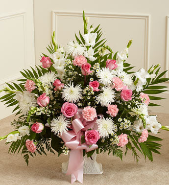 Heartfelt Tribute Floor Basket Arrangement Large - Pink
