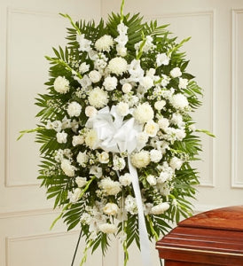 Deepest Sympathies Standing Spray large - White