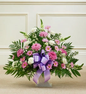 Heartfelt Tribute Floor Basket Arrangement Lavender